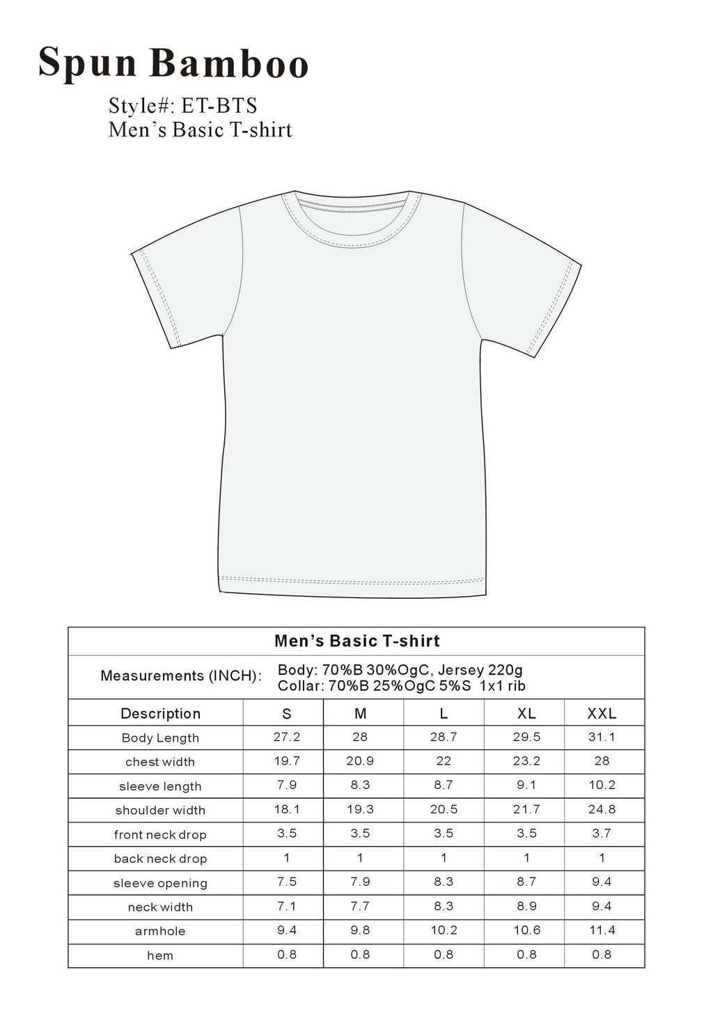 Men's Bamboo Viscose T-Shirt – Organic Cotton, Classic Fit